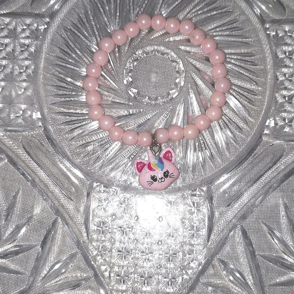 Pink Unicorn glitter Kitty bracelet